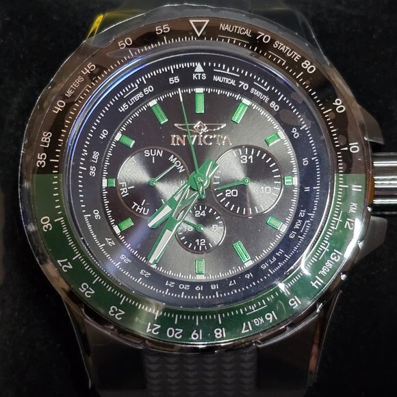 Invicta Aviator Skyshock Men's Watch - 50mm, Black and Green (39308) - Picture 1 of 8
